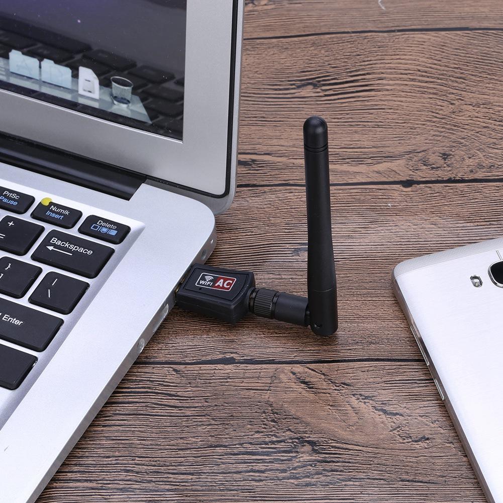 Adaptor USB WiFi cu antenă externă dual band de 600M, receptor, placă de rețea wireless