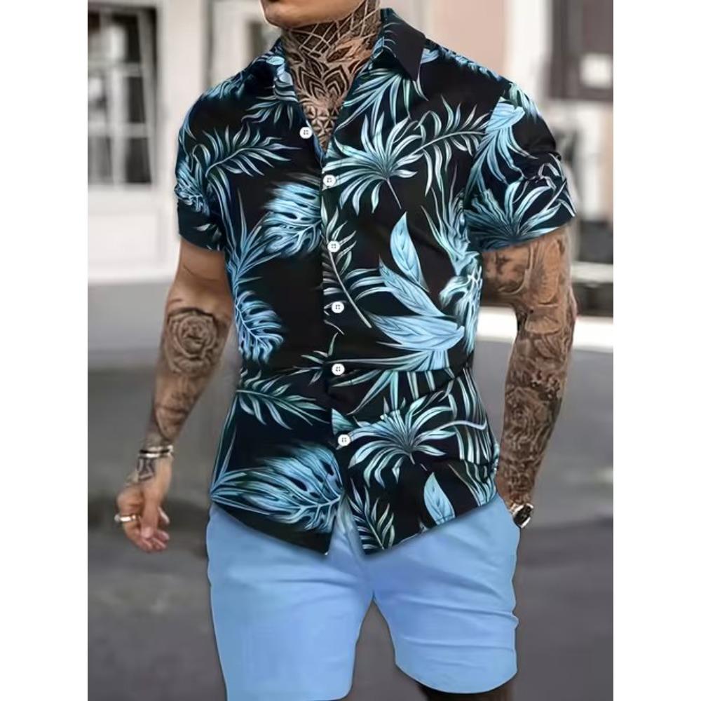 Men's Geometric Pattern 3D Print Shirt Button Up Shirt Casual Shirt Summer Shirt Short Sleeve Daily Vacation Clothing