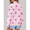 Women S Loose Half High Neck Long Sleeve Polka Dot Pullover Sweatshirt