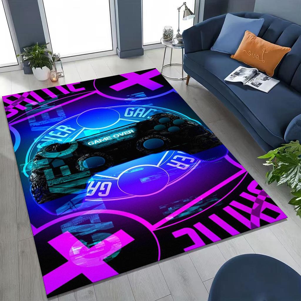 27 Stil Gamer Zone Game Controller Cartoon Spielzimmer Teppich für Schlafzimmer Wohnzimmer Sofa Zuhause Fußmatte Dekoration, Rutschfeste Bodenmatte