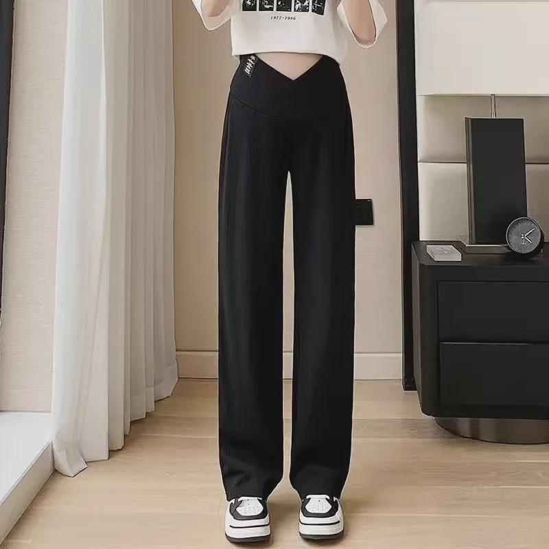 Autumn 2023 Wide-Leg Low Waist Maternity Pants for Casual Wear