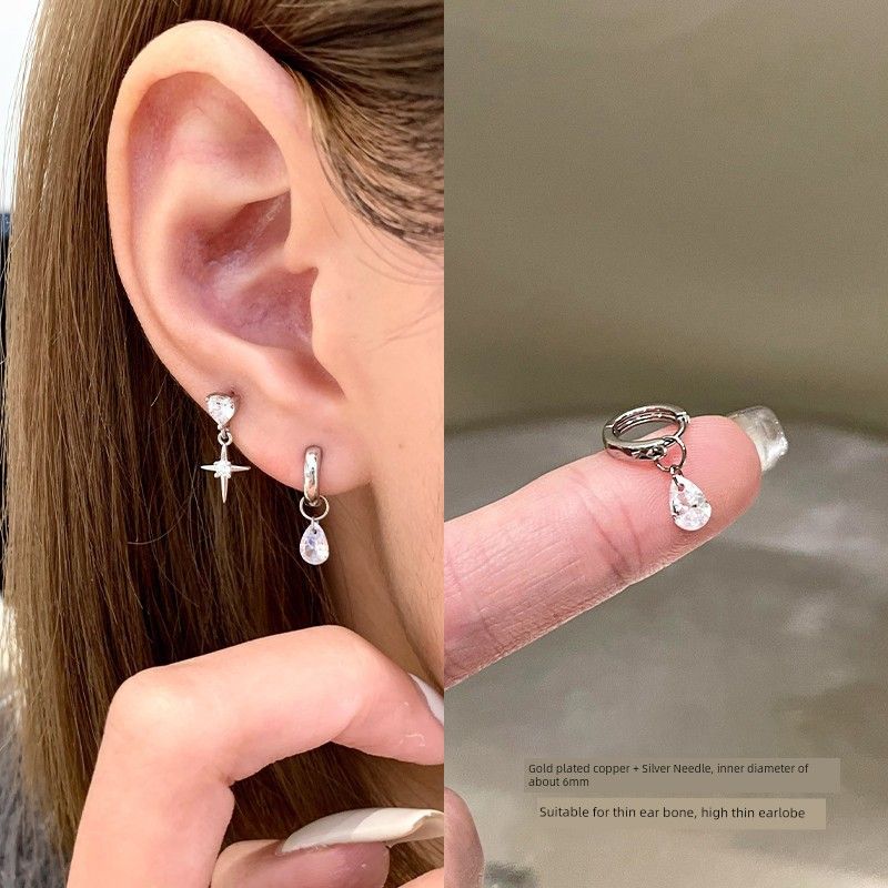 

Double Ear Piercings Ring Shop Cross Titanium Steel Ear Studs Female Pendant Ear Ring Small Earrings Ear Bone Stud Ring Earrings White earring 1 piece