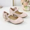 Girl's High Heel Shoes Black White Versatile Kids Fashion Princess Leather Shoes Elegant Bowknot Causal Children's Dress Shoes