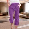 Womens Capri Pants Drawstring Waist Casual Loose Fit Capris Pants for Women with Pockets Plus Size Capris for Women