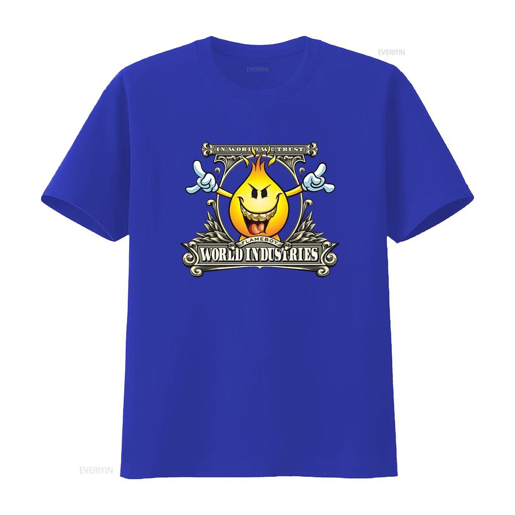 World Industries Flameboy T-shirt Juoda Mažas Dydis Naujas Be Etikečių vintage Skalbtas streetwear dizainerio drabužiai homme Stilingas