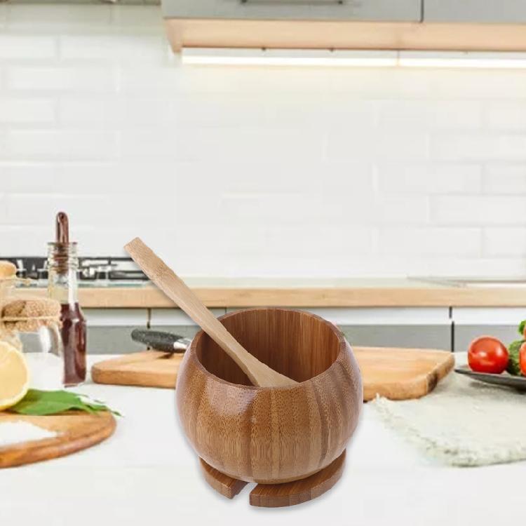 Seasoning Box with Spoon Lid Kitchen Tool Seasoning Accessories Wood Material
