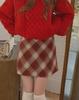 Korean-Style Retro Plaid Wool A-Line Skirt for Women, 2024 - High-Waisted, Slim Fit, Large Sizes Available