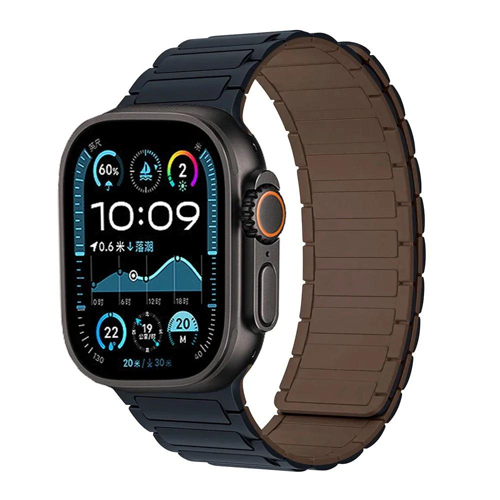 Silicone Strap for Apple Watch Band 49mm 46mm 42mm 45mm 44mm 41 40mm Bracelet iWatch Series 11 10 9 8 7 6 5 4 SE Ultra 3 2 49MM