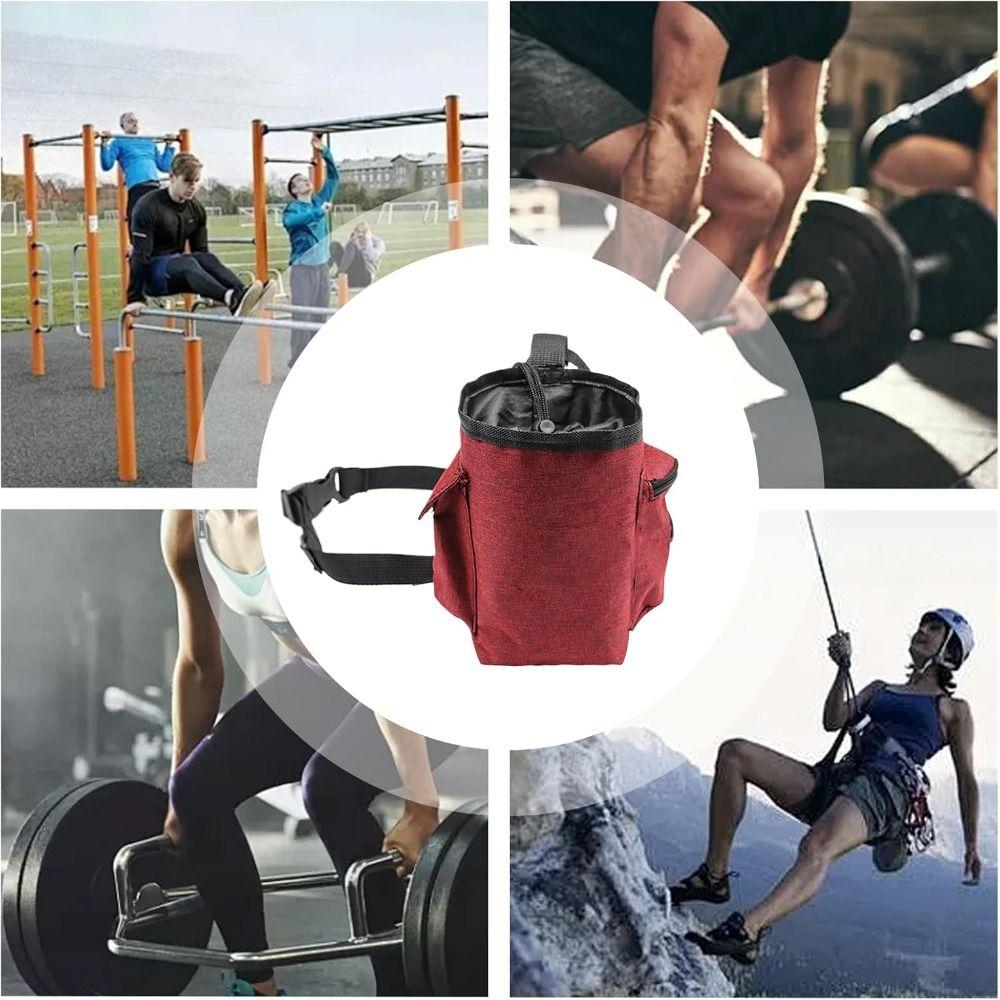Oxford Cloth Chalk Bag Bucket with Adjustable Durable Rock Climbing Chalk Pouch Waist Belt and Zippered