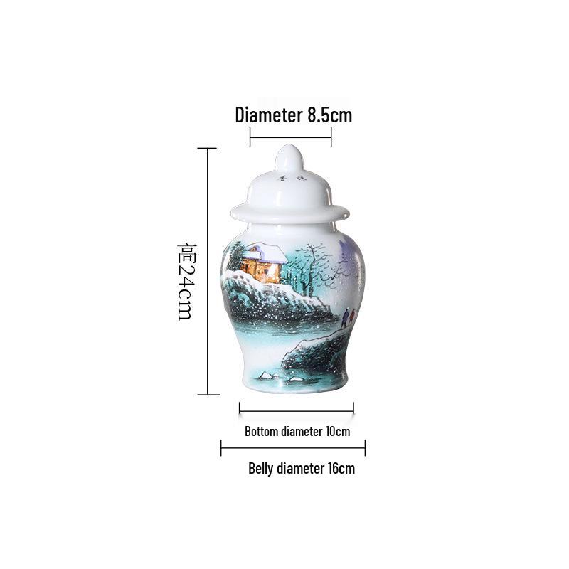 Jingdezhen Ceramic Vase with Lid: Retro Chinese Style Ornament for Living Room