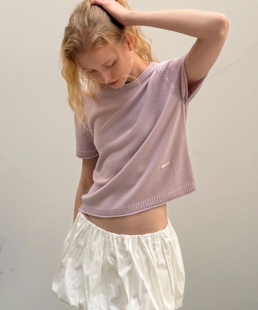 Toabe Silk Tencel Half Sleeve Knit (Pink)