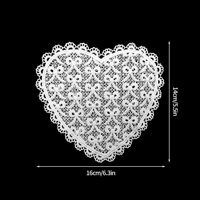 Round Lace Coaster Handmade Hearted Shaped Lace Coasters INS Woven Embroidery Floral Cup Pads Desktop Decorative Placemat