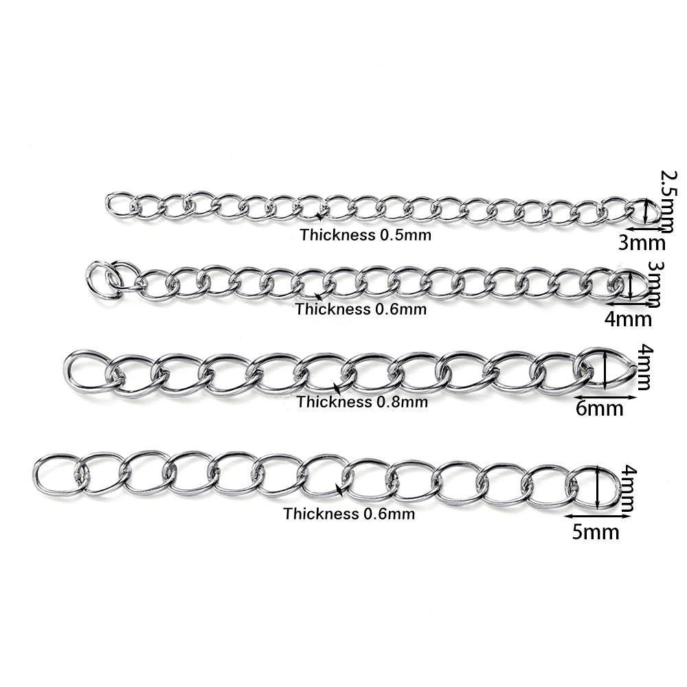 

50pcs Stainless Steel Chain Bracelet Connector Chain Necklace Extender Charm Pendant For DIY Bracelet Jewelry Making Accessories 0.5x2.5x3mm