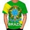New Summer Men's Football Sports Short Sleeve Quick Drying Men's T-shirt 3D Printed Brazilian Flag Football T-shirt Clothing
