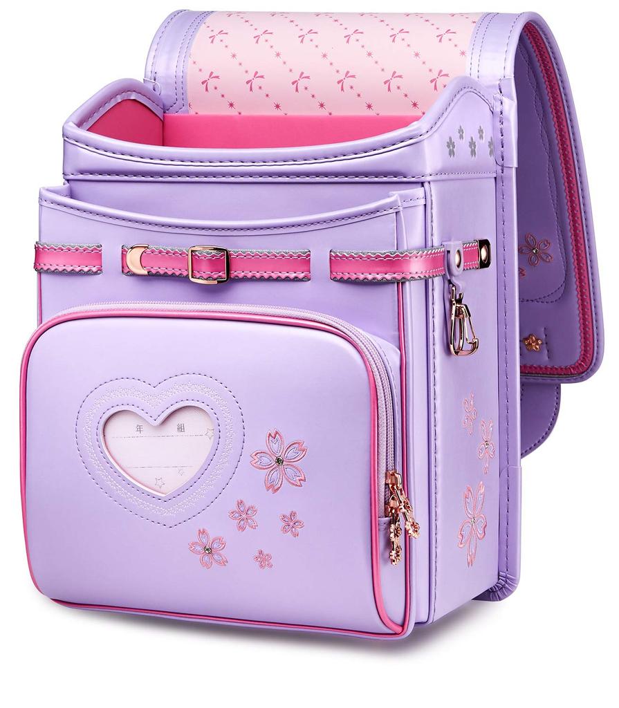 Coulomb Sakura Beautiful School Bag for Perfect for Elementary School Luxurious Sakura Shiny Pearl Durable Gift Available in 5 Colors Model,