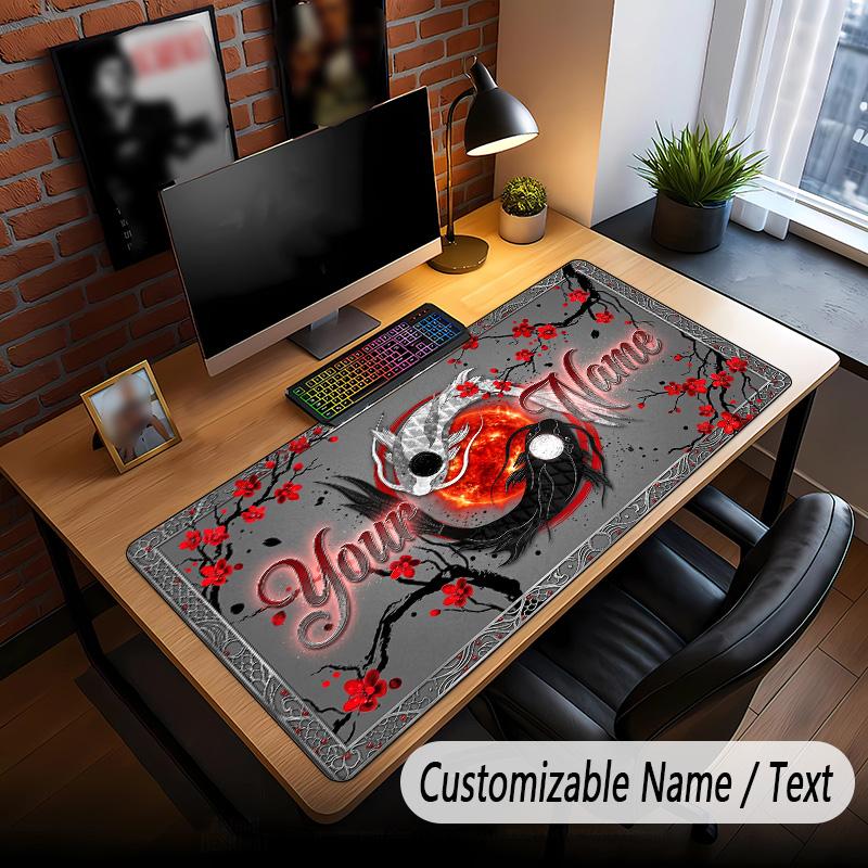 Rose Floral Theme Custom Mouse Pad Personalized With Name Text Customized Desk Mat For Office Home Decor