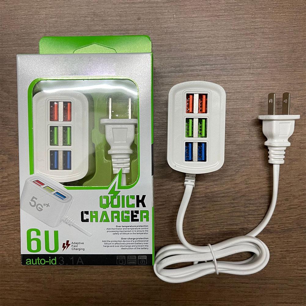 USB Phone Charger Power Strip Multi 6 Ports Universal Adapter Fast Quick Charging Head Socket HUB Splitter Charger