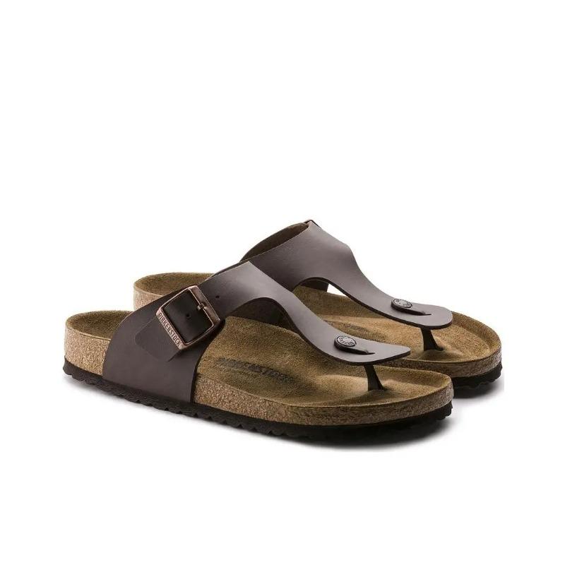 Birkenstock Ramses Unisex Comfort Round Toe Thick Sole Buckle Quiet Quick-Dry Thong Sandals Dark Brown Regular Fit 0044701 39