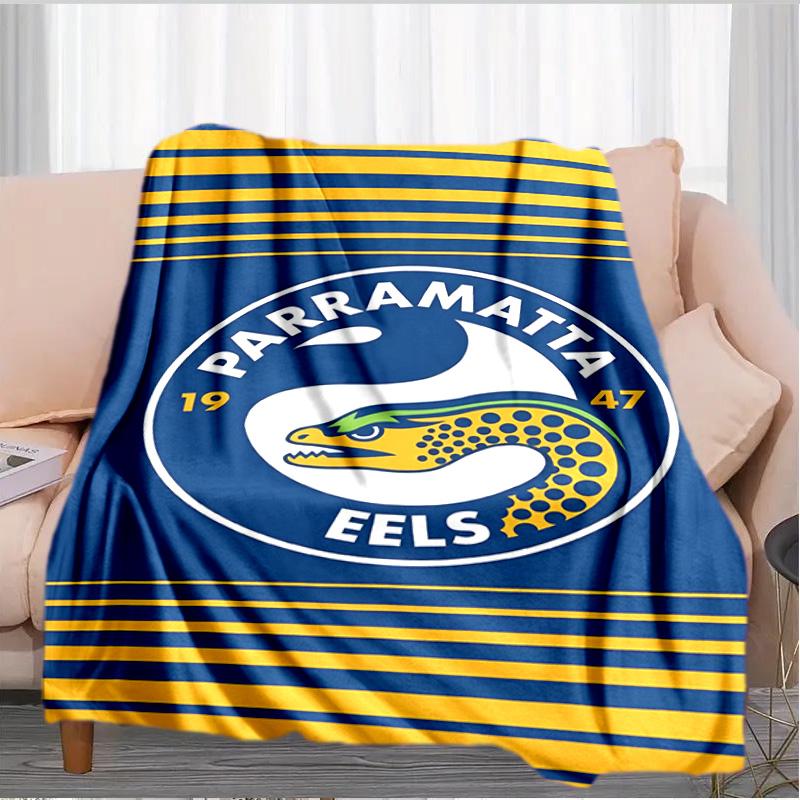 Parramatta Eels Team Crest Blanket Suitable for Sofas, Beds, Offices, And Camping - Perfect Gift for Halloween Christmas