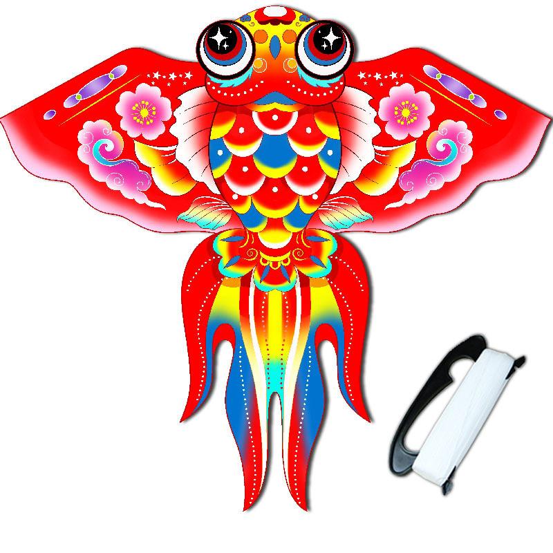 Traditional Triangular Polyester Goldfish Kite With Glass Fiber Frame For Outdoor Kids Play