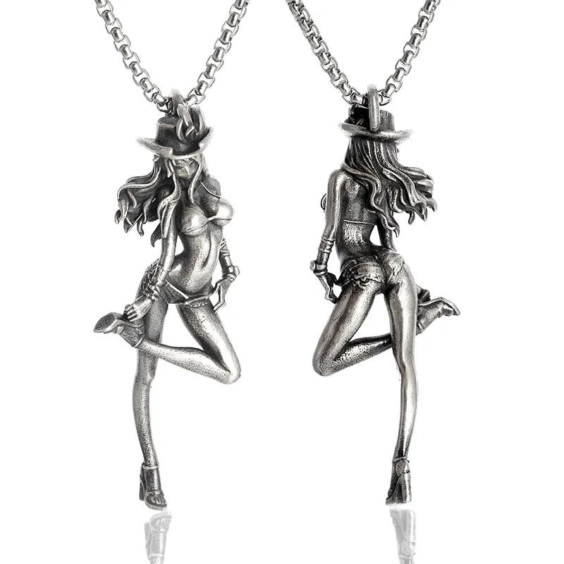 Collier avec pendentif ailes d'ange mystique gothique rétro pour hommes et femmes, bijoux tendance punk hip-hop, cadeau