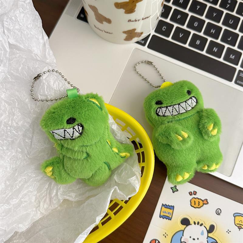 Cartoon Cute Plush Green Dinosaur Doll Keychain Pendant Funny Stuffed Toy Backpack Keychain Pendant Lovely Doll Gift Accessories