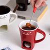 130ml Xícara para Fondue de Chocolate Xícara Europeia com Vela Caneca de Cerâmica Aquecimento de Comida Queijo Criativa Caneca de Café com Garfo Festa de Natal