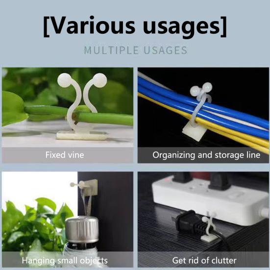 50Pcs Vine Fixing Clip Punch Free Self-adhesive Wall Climbing Plant Branch Binding Fixer Balcony Supplies