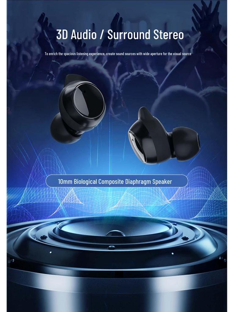 New TWS Wireless Bluetooth 5.3 Earbuds: Mini Sports Noise-Cancelling Digital Display