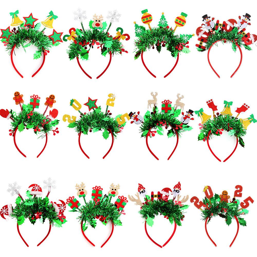 Theme Sparkling Christmas Reindeer Santa Claus Headband Year End Headwear Party