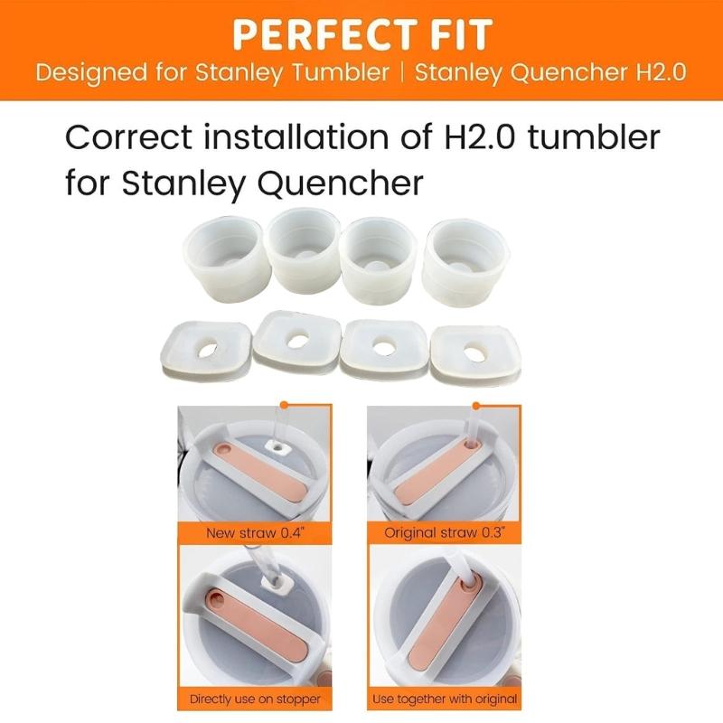 8Pieces Silicone Spill Proof-Stopper Set Leak-Stopper for Cup Straw Cover Cap Square Spill-Stopper Round Leak-Stopper