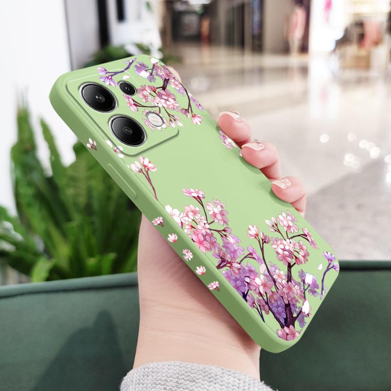 Falling Flowers Phone Case For Xiaomi Redmi Note 14 13 12 12S 11 11S 10 10S 9 9S Pro Plus 4G 5G Liquid Silicone Cover