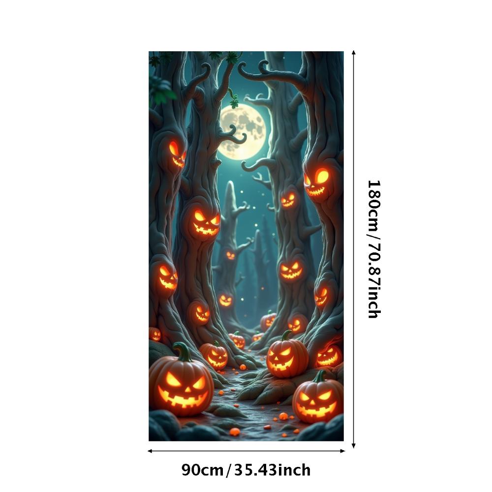 Jack O Lantern Banner Starry Sky Forest Theme Banner Pumpkin Banner Halloween Theme Spooky Decoration For Autumn Celebration