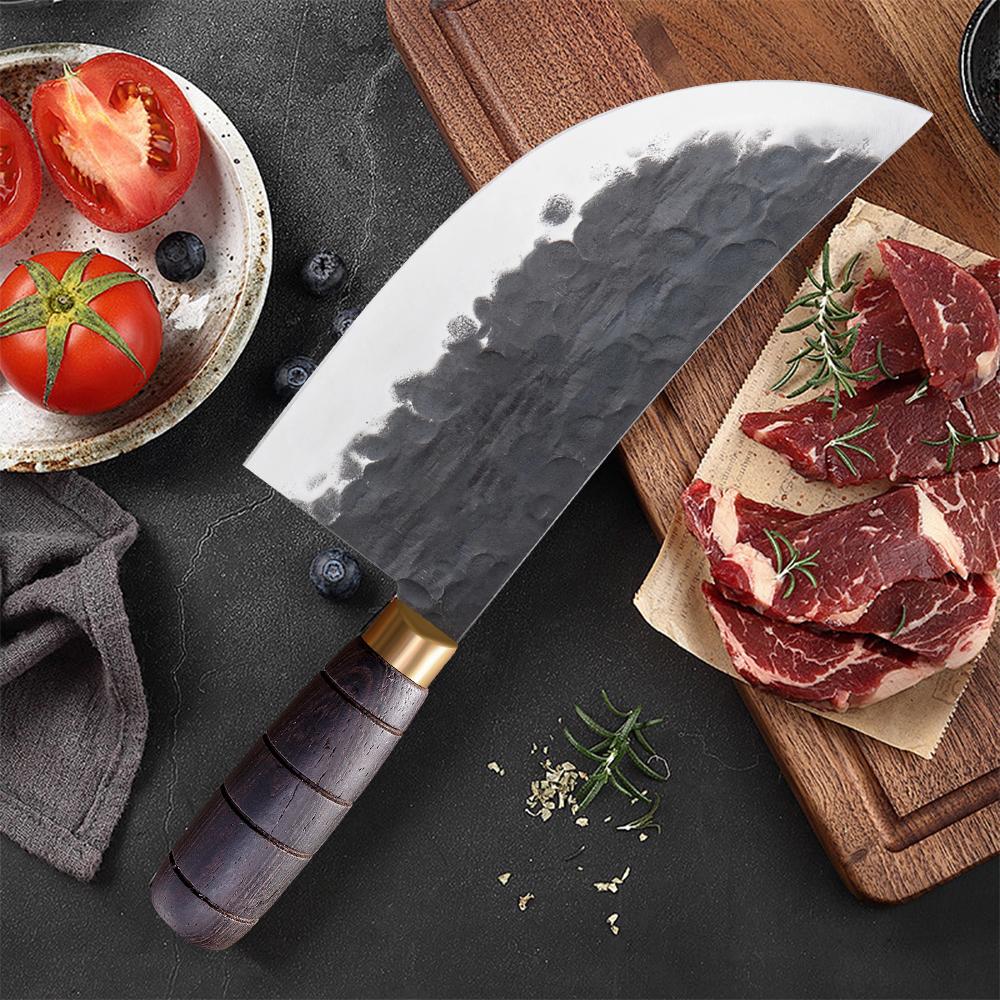 Hand-Forged Meat Cleaver Knife Ultra Sharp 4Cr Stainless Steel  Kitchen Chef Knives Slicing Knife with Solid Wood Handle