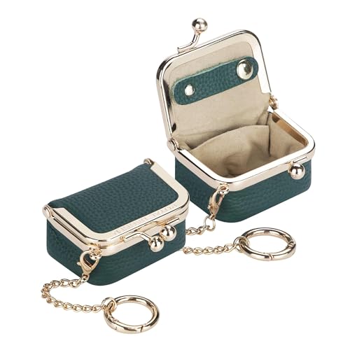 Royal Bagger Genuine Leather Mini Jewelry Box Women's Coin Purse Solid Color Kiss Lock Change Pouch Casual Style Small Storage Bag for Women 1894