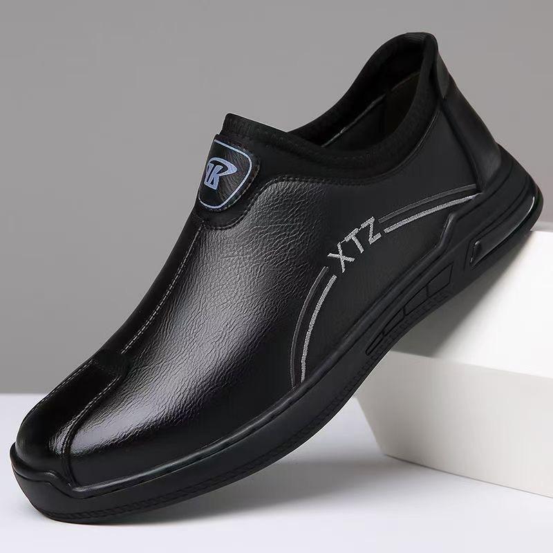 

Men s shoes new leather shoes business casual shoes middle-aged and elderly soft-soled one-pedal lazy shoes 39