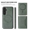 For Samsung Galaxy S25 Case Compatible with MagSafe Leather Back Phone Cover with Detachable Card Bag