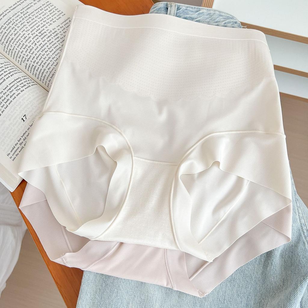 Damen-Unterwäsche, nahtlos, Eisseide, hohe Taille, leichte Bauchhose, bequeme, antibakterielle Shapewear-Hose im Schritt