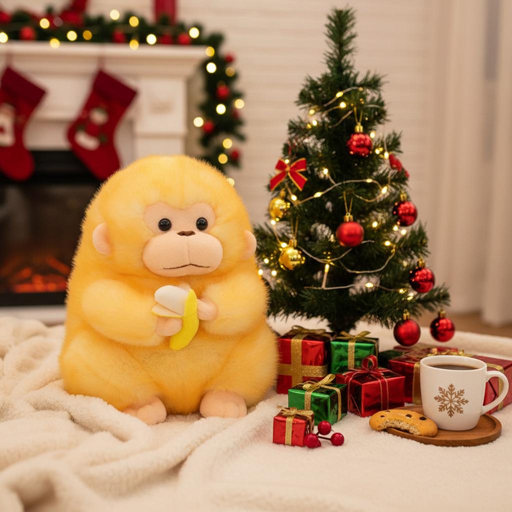 Stuffed Monkey Plush Golden Monkey Toy Chinese Zodiac Gift Soft Short Plush Realistic Design For Holiday Decor And Kids
