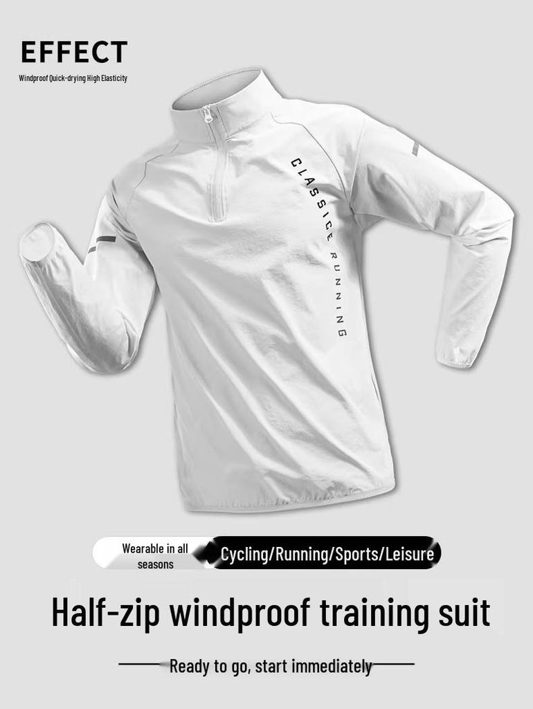 Herren Quick-Dry Langarm Halbreißverschluss Trainingsjacke für Sonnenschutz - Herbst/Winter Fitness Laufoberteil