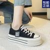 Platform canvas shoes women's spring and summer new small height-increasing lace-up low-top board shoes