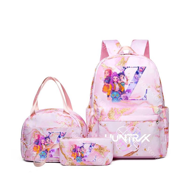 3pcs/set KPop Demon Hunters Girls Schoolbag Lunch Bag PencilCase Student Cartoon Backpack Bento Pouch Pen Bags School Supplies Gift