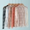 Mesh Transparent T-shirt Hollow Lace Floral  Shirts Elegant Lace Bottomed Blouse  Girls