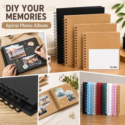 Dickes Kraftpapier Spiralgebundenes DIY Fotoalbum 7 Zoll Größe 20 Blätter 40 Seiten Scrapbook mit Langlebiger Drahtspirale zur Individuellen Erinnerungsaufbewahrung