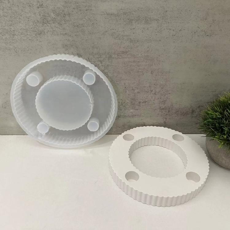 Kerzenständer Silikonform Kerzenhalter Form Gestreifte Runde Kerzenhalter Verzierung Form Epoxid Tischdekoration Formen