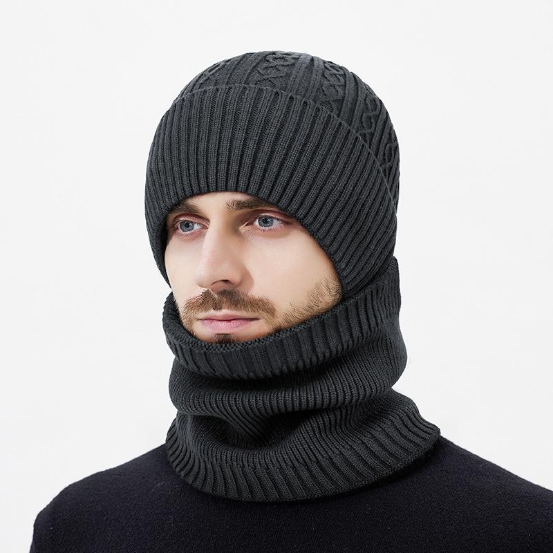 Winter Dick Warm Nacken Zweiteilige Strickmütze Herren Winddicht Kältefest Skimütze Wollmütze