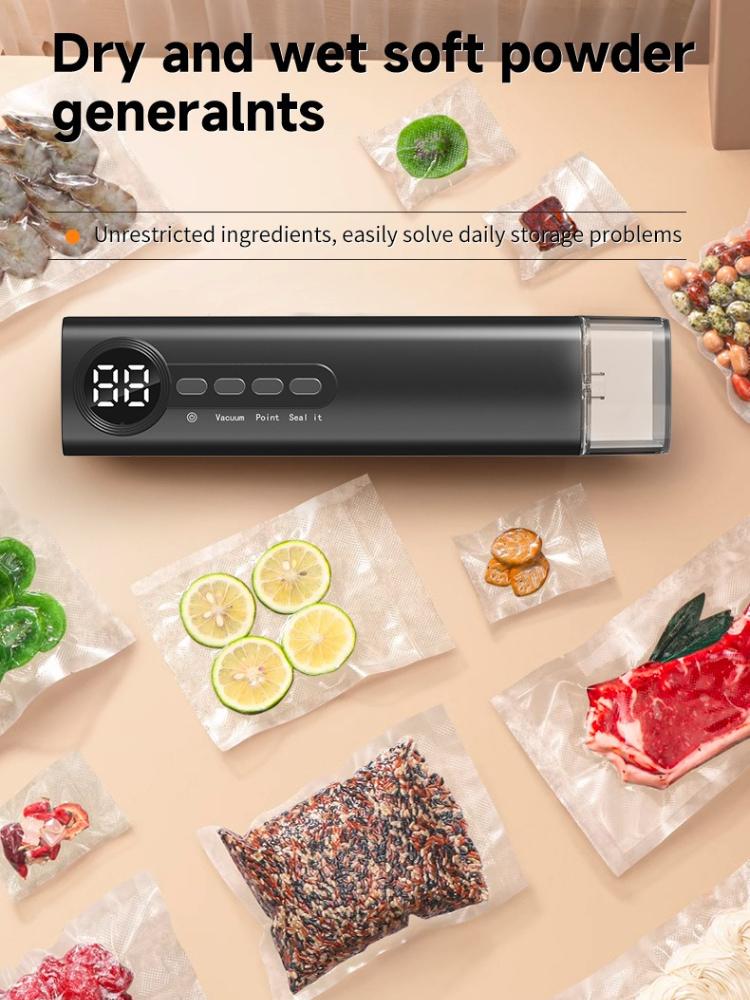 1Pc Rechargeable Vacuum Packaging Machine, Household Small Fully Automatic Dual-Pump Double-Sealing Freshness Preservation Vacuum Sealing Machine