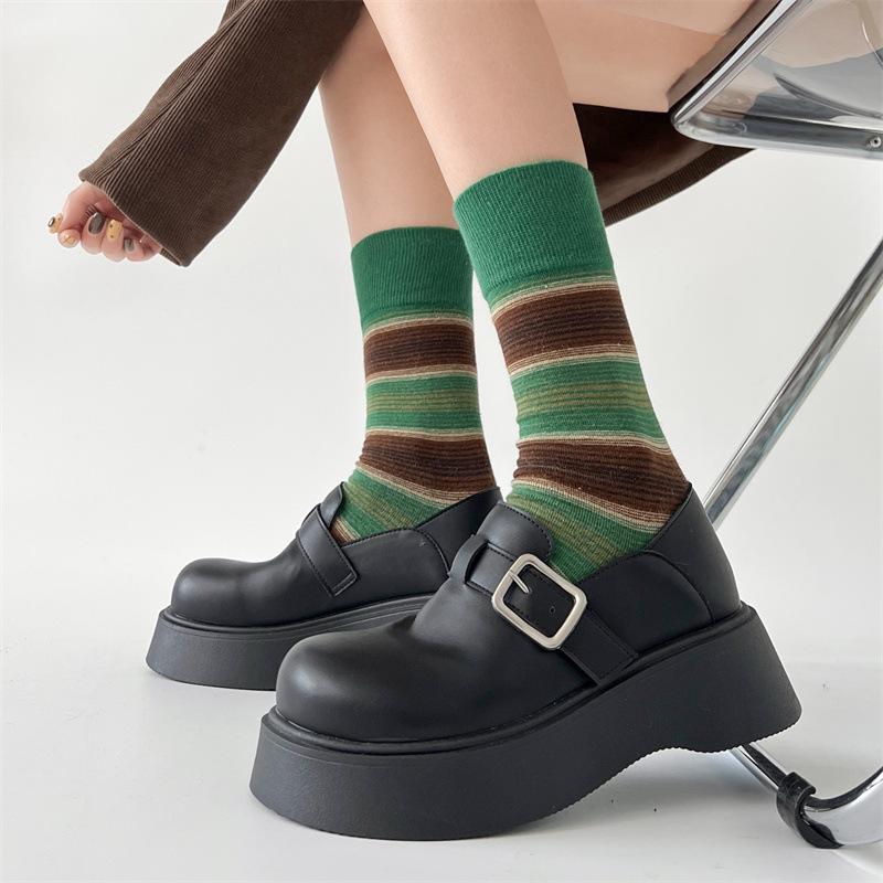 Матовые черные туфли из натуральной кожи в британском стиле женские весна-осень 2025 года универсальные на толстой подошве одинарные туфли Birkenstocks 35 чёрный 3449₽