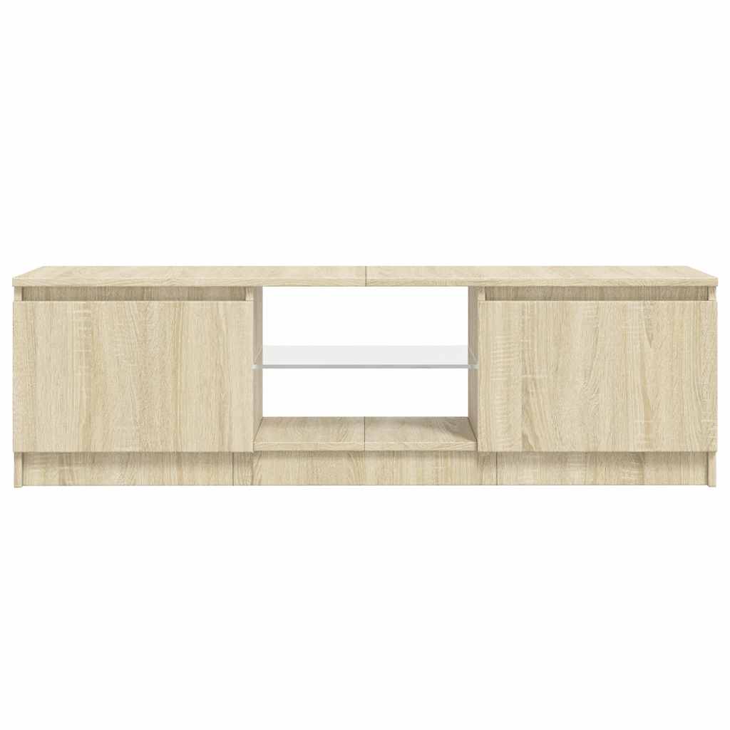 TV Stand with LED Lights Sonoma Oak Finish 120 x 30 x 36 cm