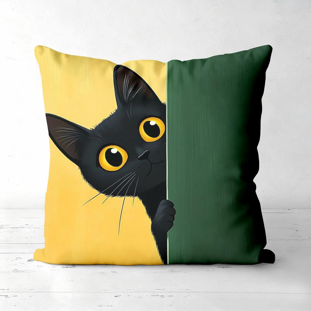 Cute Black Cat Printed Throw Pillow Cushions Polyester pillowcase, sofa decorative cushion cov Headboard Pillow